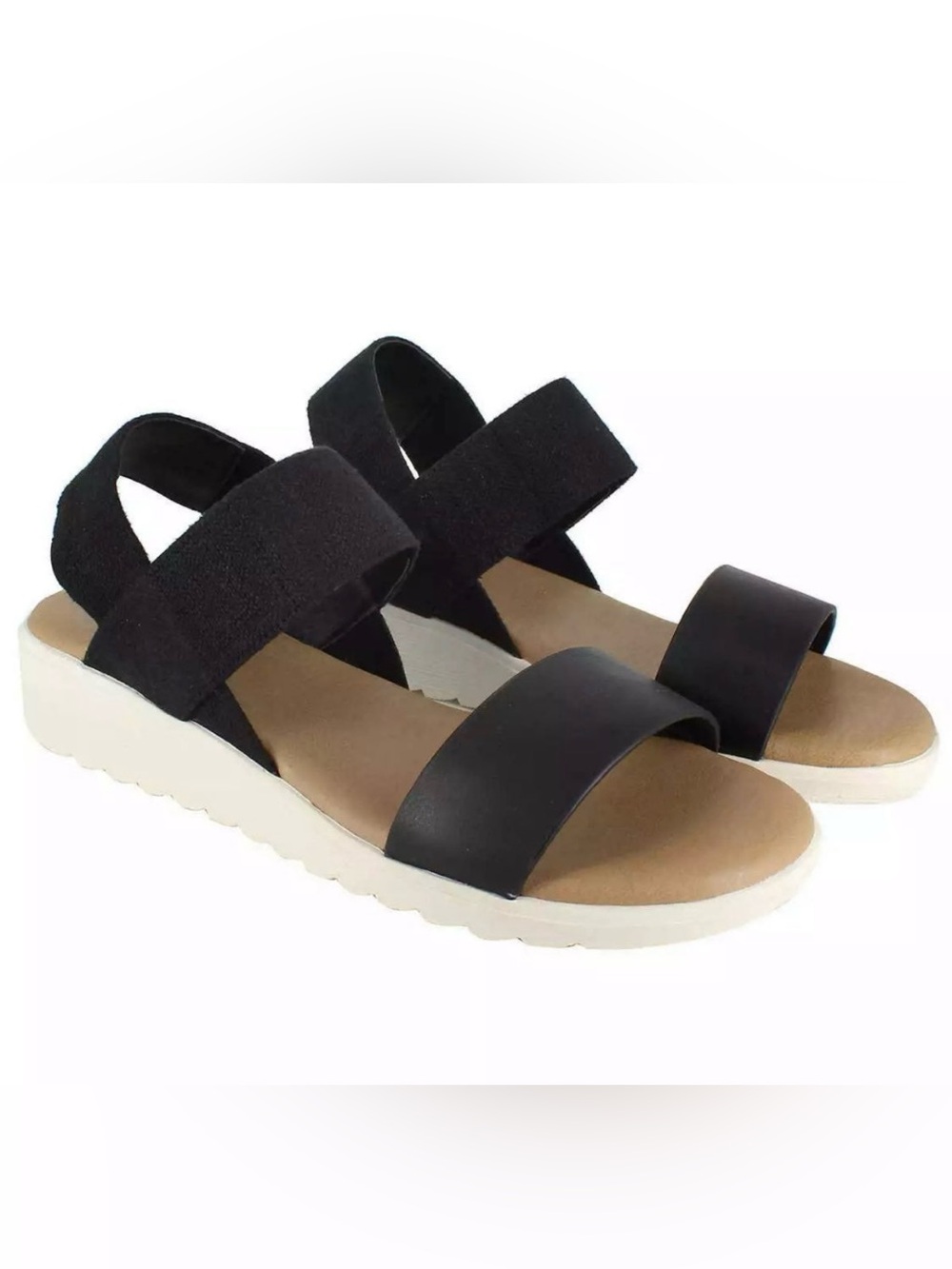 Kensie Black Slingback Platform Sandals with White Sole size 7